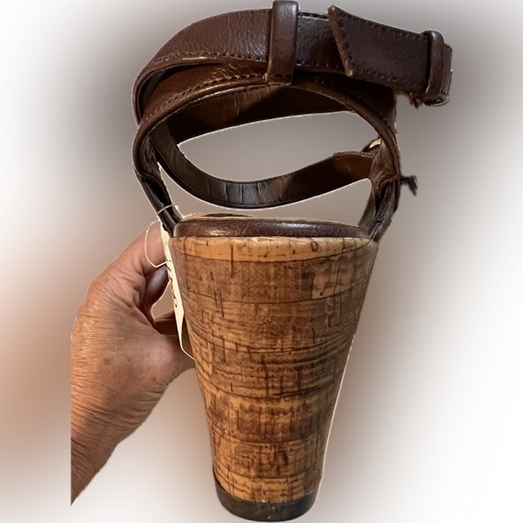 Mossimo Vondra Platform Heel Pumps Braided Tan Black Wood tone Sole 70s Size 8.5 - Picture 5 of 16